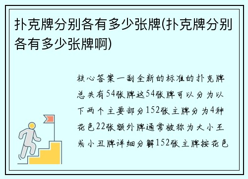 扑克牌分别各有多少张牌(扑克牌分别各有多少张牌啊)